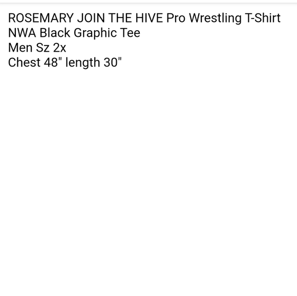 ROSEMARY JOIN THE HIVE Pro Wrestling T-Shirt NWA Black Graphic Tee Men XL 2X - Picture 3 of 5
